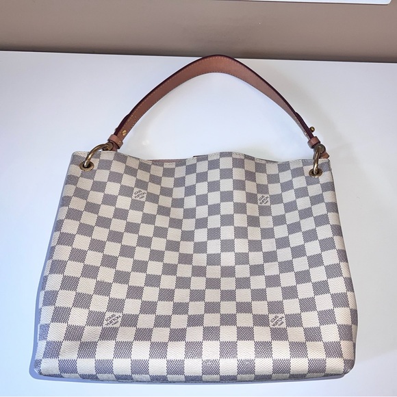 100% Louis Vuitton Graceful PM Shoulder Bag Damier Azur - Picture 9 of 15
